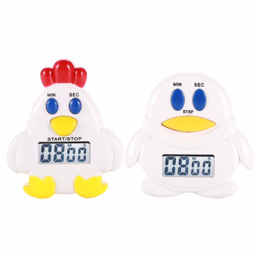Cute Cartoon Chicken Penguin Electronic LCD Digital Countdown Kitchen Timer Cooking & Baking Helper 100 Minutes Reminder