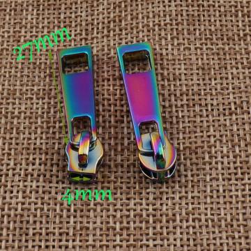 10 PCS Rainbow Head Zipper Slider Puller,Long Pull Zipper Heads Loose Sliders Pulls Bag Supply,Zipper Slider-3#-4MM