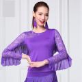 Sexy Lace Latin Dancing Shirt Women Ballroom Modern Salsa Tango Costume Tops Long Sleeve Latin Training Shirts Female Dancewear