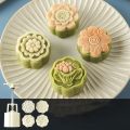 50g Mooncake Barrel Mold with 4/6 Flower Stamps Hand Press Moon Cake Pastry Mould DIY Bakeware Mid-autumn Festival