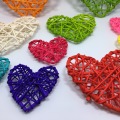 6pcs Heart Shape Wicker Rattan Balls DIY Handmade Ornament Kids Sepak Takraw Parrot Toy Wedding Decor