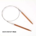 Natural Bamboo 2.5mm-8mm Stainless Steel Circular Sewing Crochet Knitting Needles Tube Crafts Needlework Tool 80 cm long, 1 PC
