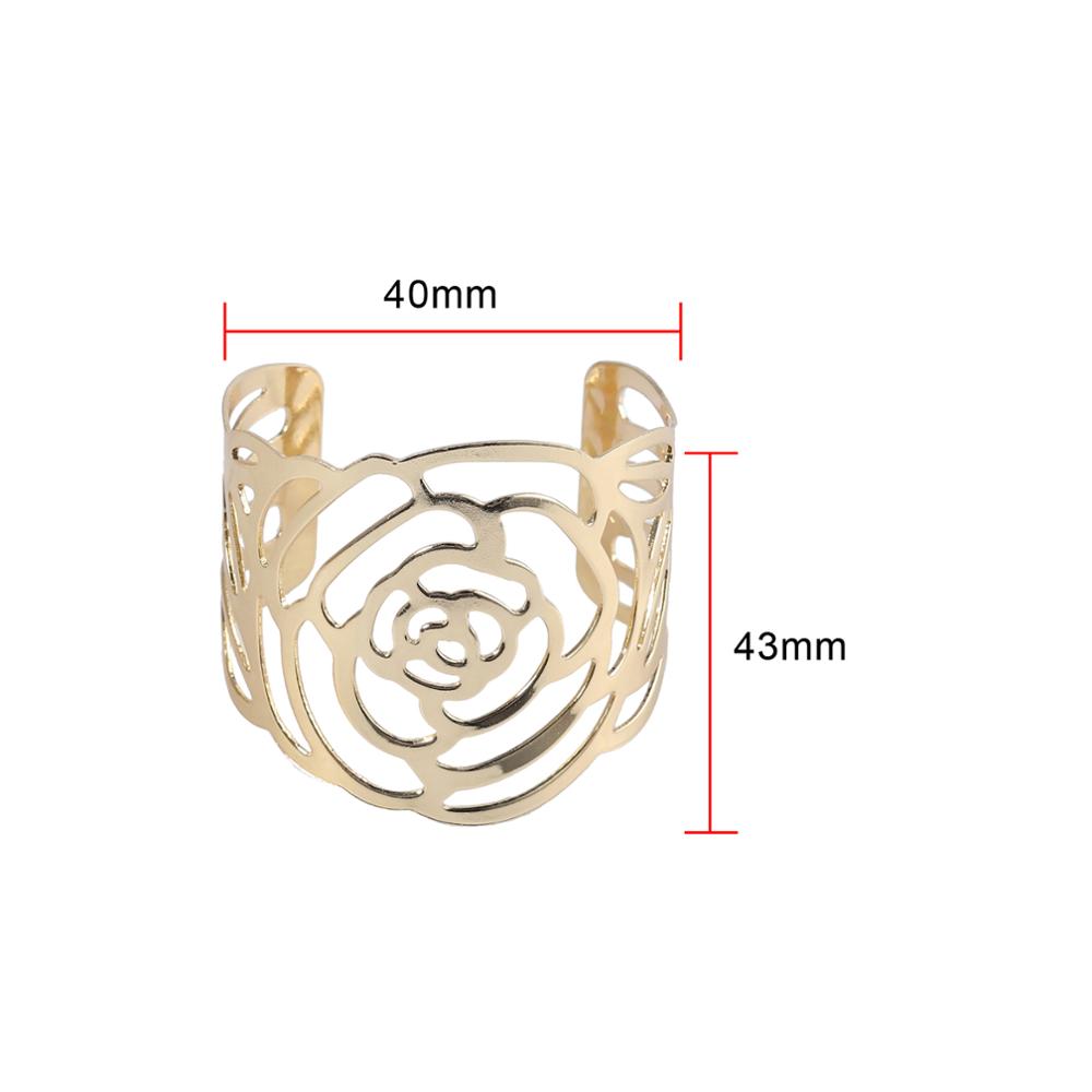 Neoteck 8PCS/Set Napkin Rings Serviette Buckle Rose Design Metal Napkin Holder For Wedding Antique Party Table Decor