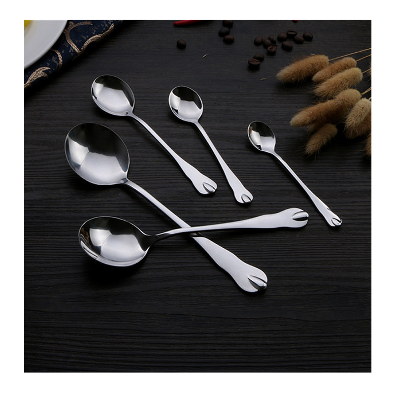 stainless steel spoon Western restaurant coffee dessert spoon pointed spoon set five-grain spoon seasoning spoon