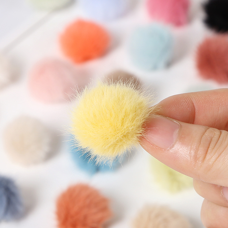 30pcs 3cm DIY Pompon Imitation Mink Fur Ball Pompoms for Ring Keychain Shoes Hat Fluffy Pom Pom DIY Crafts Accessories Material