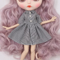 DBS Blyth icy Doll 1/6 joint body clothes plaid dress with button BJD girl gift
