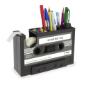 Cassette Tape Dispenser Pen Holder Vase Pencil Pot Stationery Desk Tidy Container Office Stationery Supplier Gift(black)