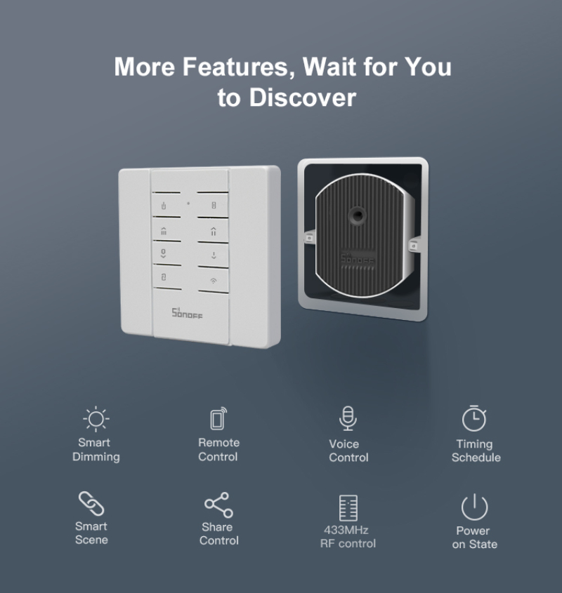 SONOFF D1 Wifi Smart Dimmer Switch DIY Home Adjust Light Brightness RM433 RF/ App Remote Control Work With Alexa Google Home