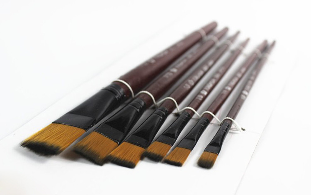 Pack of 6 Art Brown Nylon Paint Brushes for Acrylic Painting Brush Artist Brushes Water Coloring Brushes for Acrylic Oil Paint