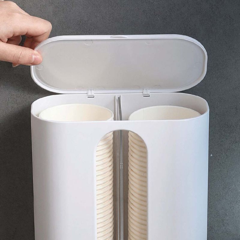 Water Cup Dispenser Holder Disposable Plastic Paper Cups Storage Rack Container for Kitchen Hotel