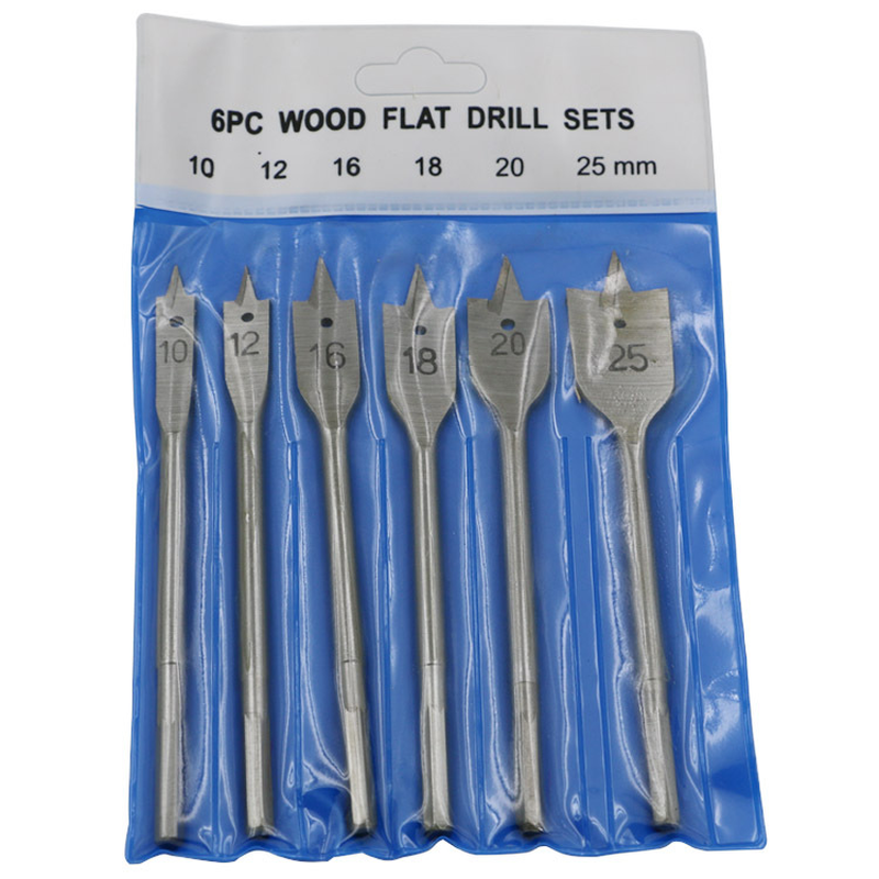 High quality 6pcs three-pointed carpentry flat drill bit six-corner woodworking opener set wood
