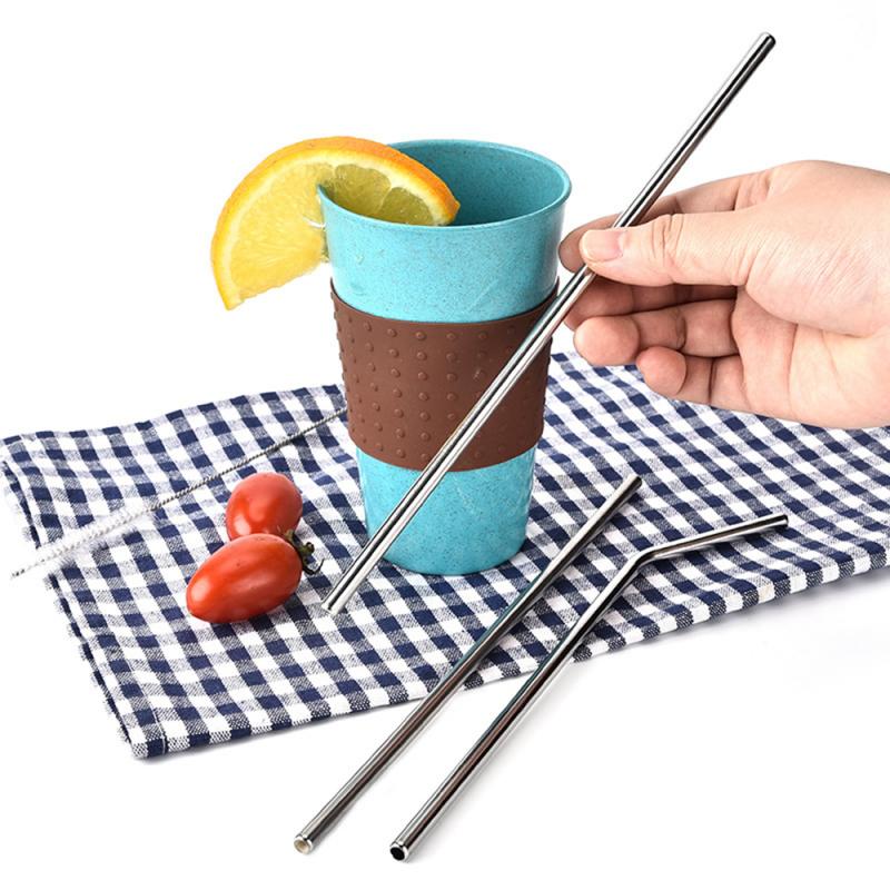 3pcs Stainless Steel Straw Set 1 Brush 1 Bends Pipe Elbow 1 Straight Tubes Home Drinking Tableware