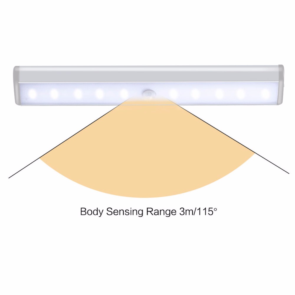 PIR motion movement sensor LED Under Cabinet Bar Light USB Rechargeable Closet Wardrobe Lighting Portable led Lamp Night Lights