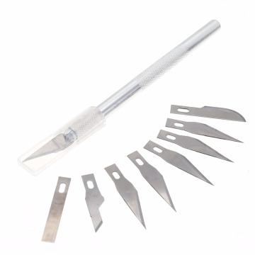Metal Handle Sculpture Cutter Utility Knife Wood Paper Craft Cutters Pencil Knife With 9 Blades Silver Mayitr