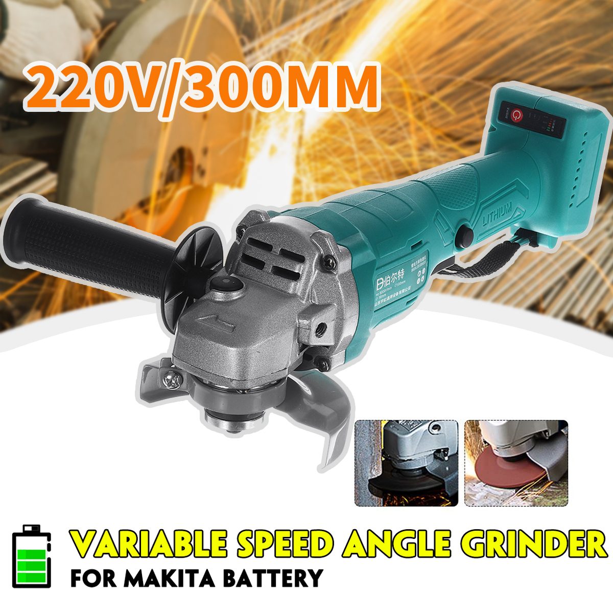 800W 21V 100mm Brushless Cordless Impact Angle Grinder Power Tools Polishing Grinding Metal Cutting Machine with Battery