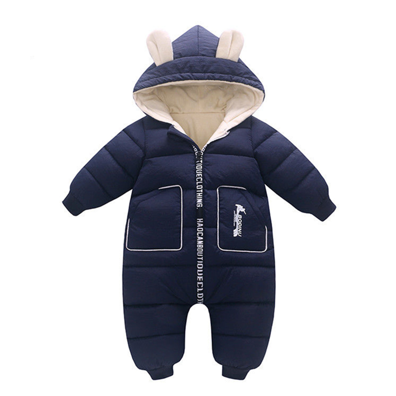 -30 New born Baby Romper Boy Clothes Winter Plus velvet warm Snowsuit Overall Children Girl Jumpsuit Infant Hooded coat clothing