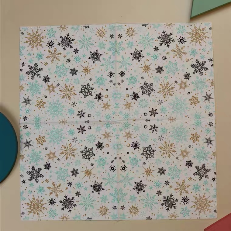 10pcs 33*33cm Christmas Snowflakes theme paper napkins serviettes decoupage decorated for wedding party virgin wood tissues