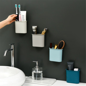 Seamless Wall-Mounted Bathroom Storage Box Toothbrush Toothpaste Rack Organizer Home Office Bathroom Storage Box