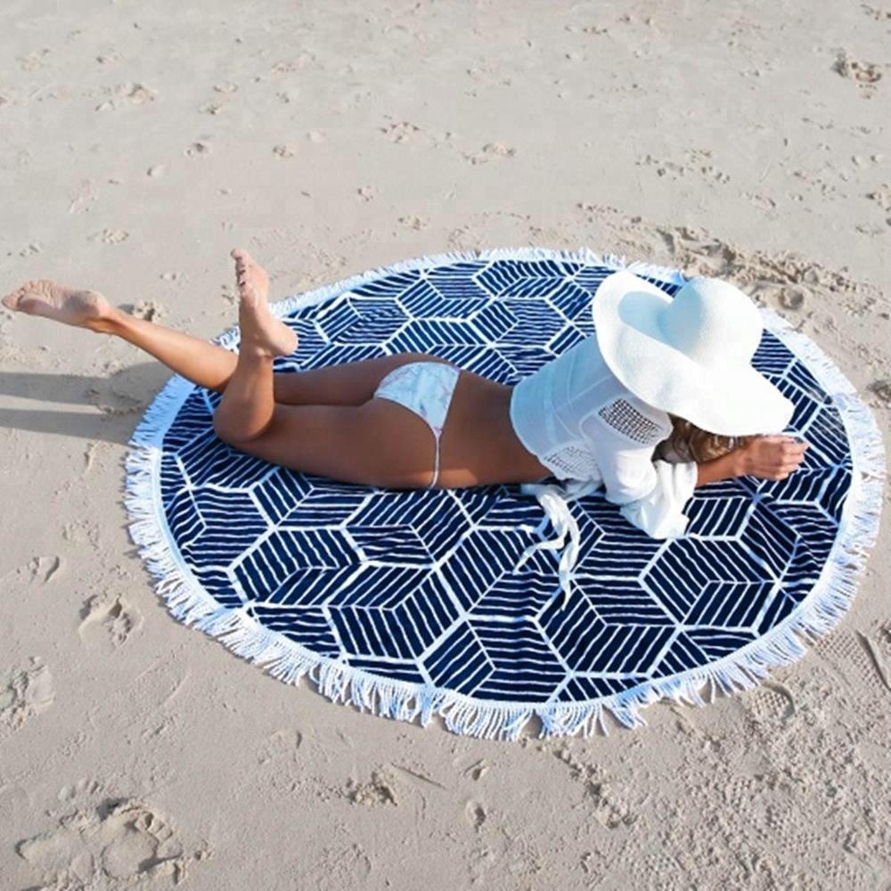 Round Beach Towel Blue stripe