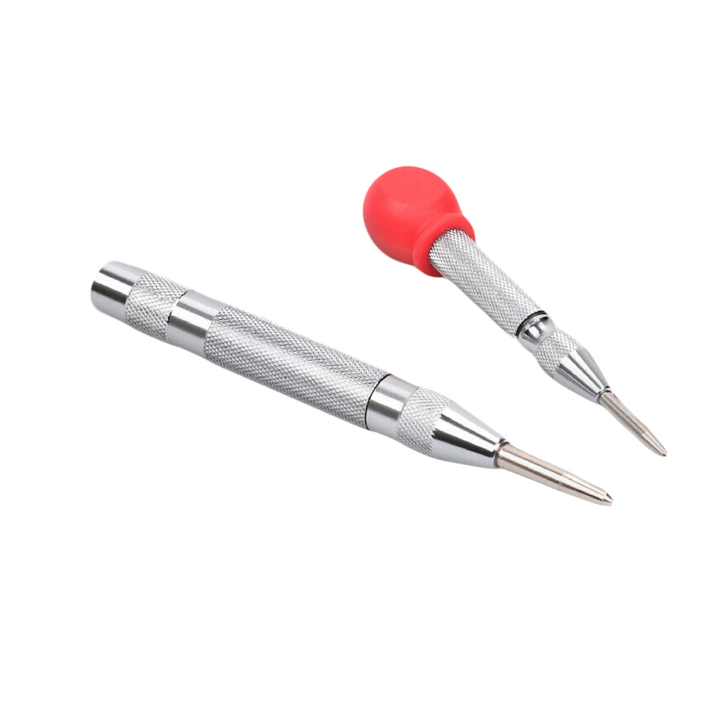 2pcs Automatic Center Pin Punch Woodworking Strikes Surface Hammer Spring Loaded Window Breaker Marking Holes Chisel