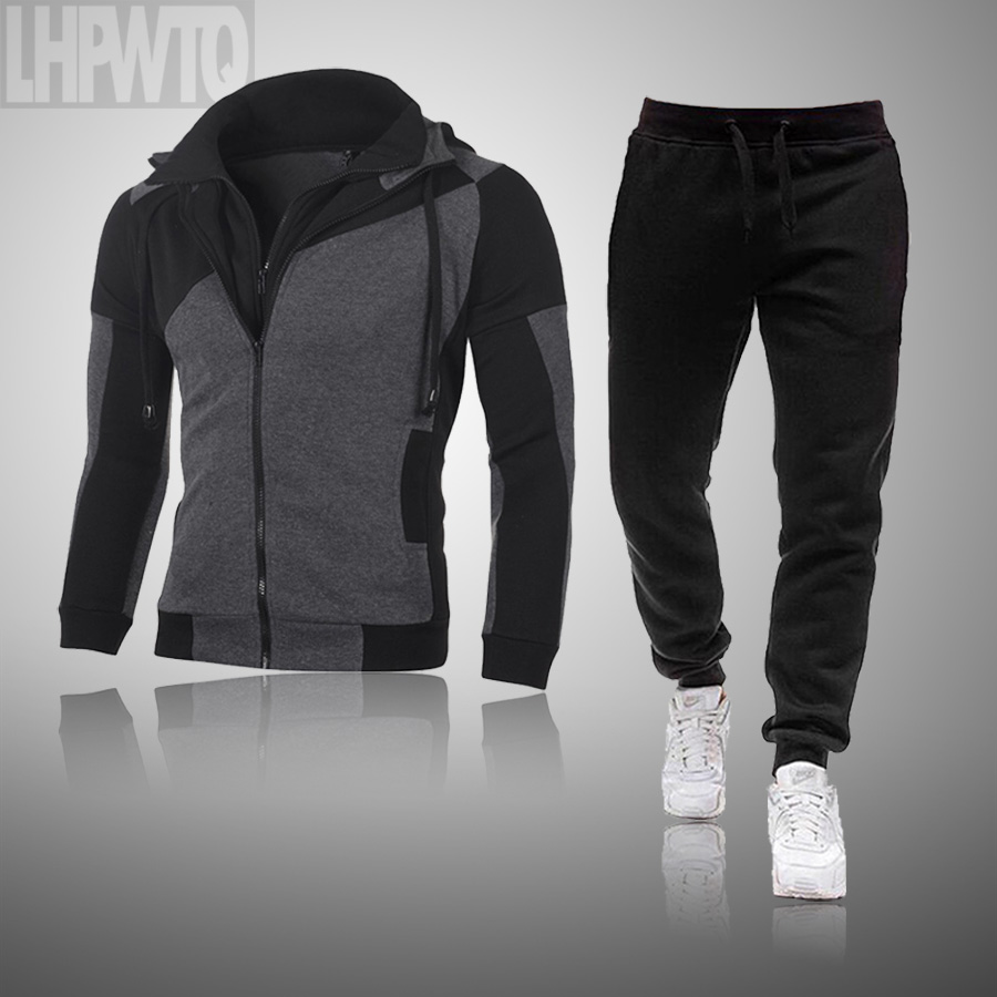 Casual Tracksuit Men 2 Pieces Sets Hooded Sweatshirts Spring Men's Clothes Pullover Hoodies Pants Suit Ropa Hombre Plus Size