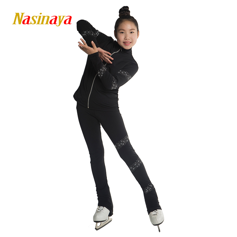 Customized Figure Skating Suits Jacket and Pants Long Trousers for Girl Women Training Patinaje Ice Skating Warm Gymnastics 6