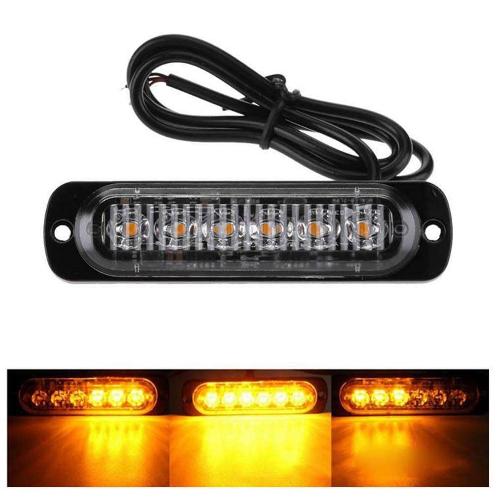 6 LED Strobe Warning Light Strobe Grill Flashing Breakdown Emergency Light Car Truck Beacon Lamp Amber Traffic Light