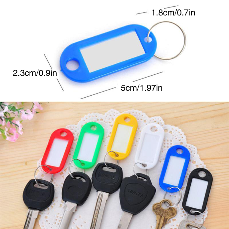 10Pcs Plastic Keychain Blank Key Ring DIY Name Tags For Baggage Paper Insert Luggage Tags Mix Color Key Chain Accessories