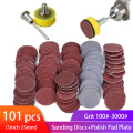 100pcs 1 Inch/25mm Sanding Discs Pad Sander Disk Kit with 1/8" Shank Abrasive Polish Pad Plate for Dremel Rotary Tool