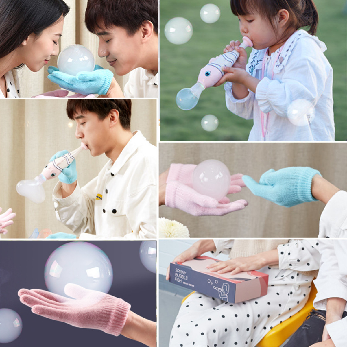 Bubble Machine Gun Bubble Maker Electric Spray Smoke Fog Bubbles Blower Toy With Gloves Bubbles Making Wand Kids Christmas Gift