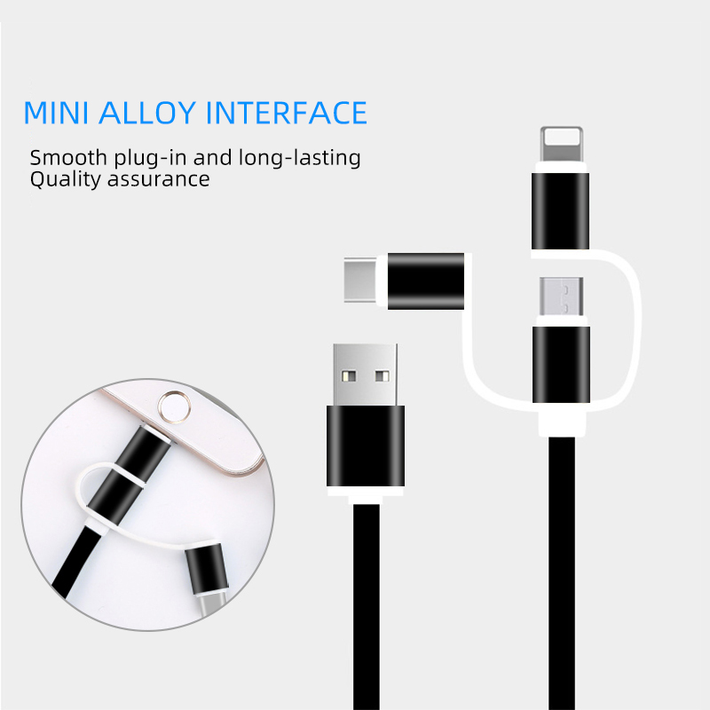 3 in 1 Data Line For Android iphone Type-c Mobile Phone Multi-function Usb One Dragging Three Data Charge Cable