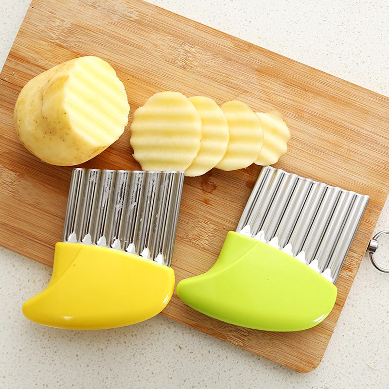 Potato Cutter Stainless Steel Wavy Knife French Fry Chip Cutter Kitchen Vegetable Slicer Cutting Tools Cooking Kitchen Gadgets