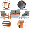 4 Pcs Wooden Patio Furniture Set Table Sofa Chair Cushioned Garden Sturdy & Durable Frame Outdoor Garden Set Ergonomic Design