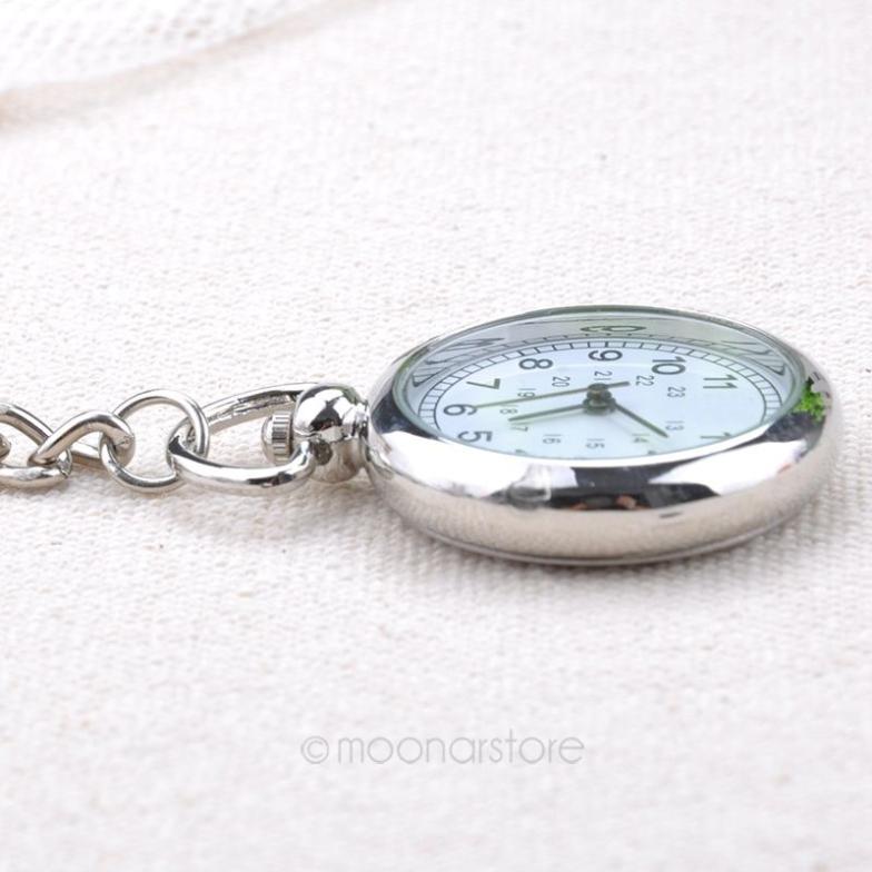 Silver Smooth Antique Pocket Watch Stainless Steel Medical Doctor Brooch Fob Pendant Chain Quartz Cross Classical Nurse Watch