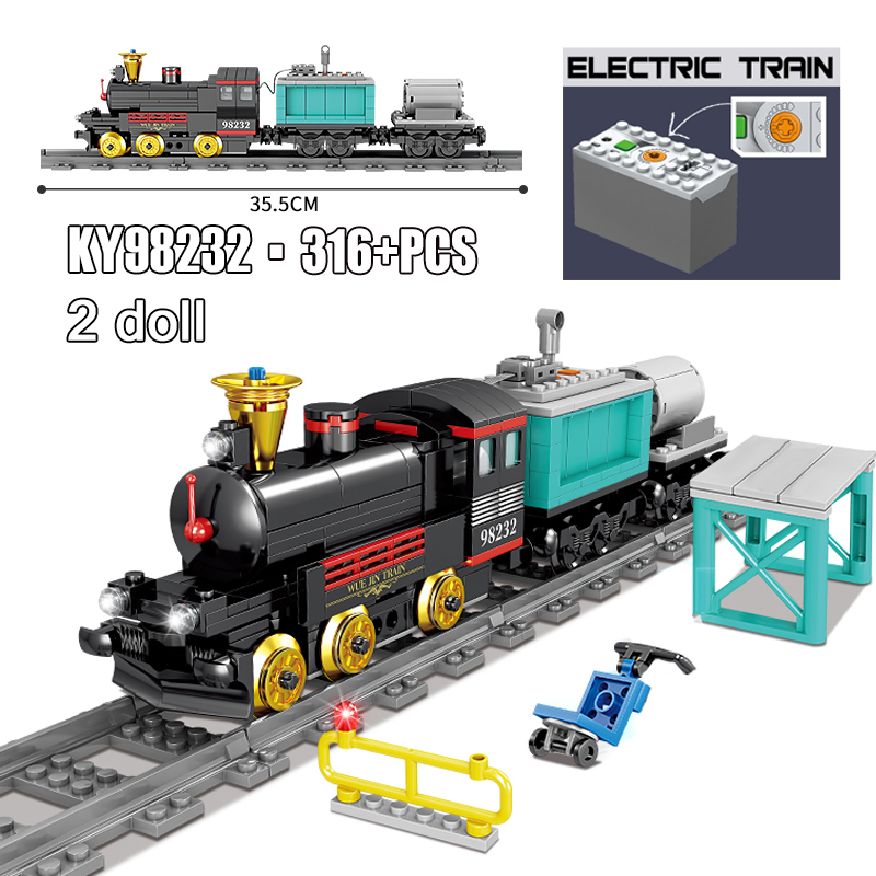 City Train Set Steam Bullet Vehicle Railway Station Building Blocks Bricks Technic Tracks Rail Motor Carriage Children Toys