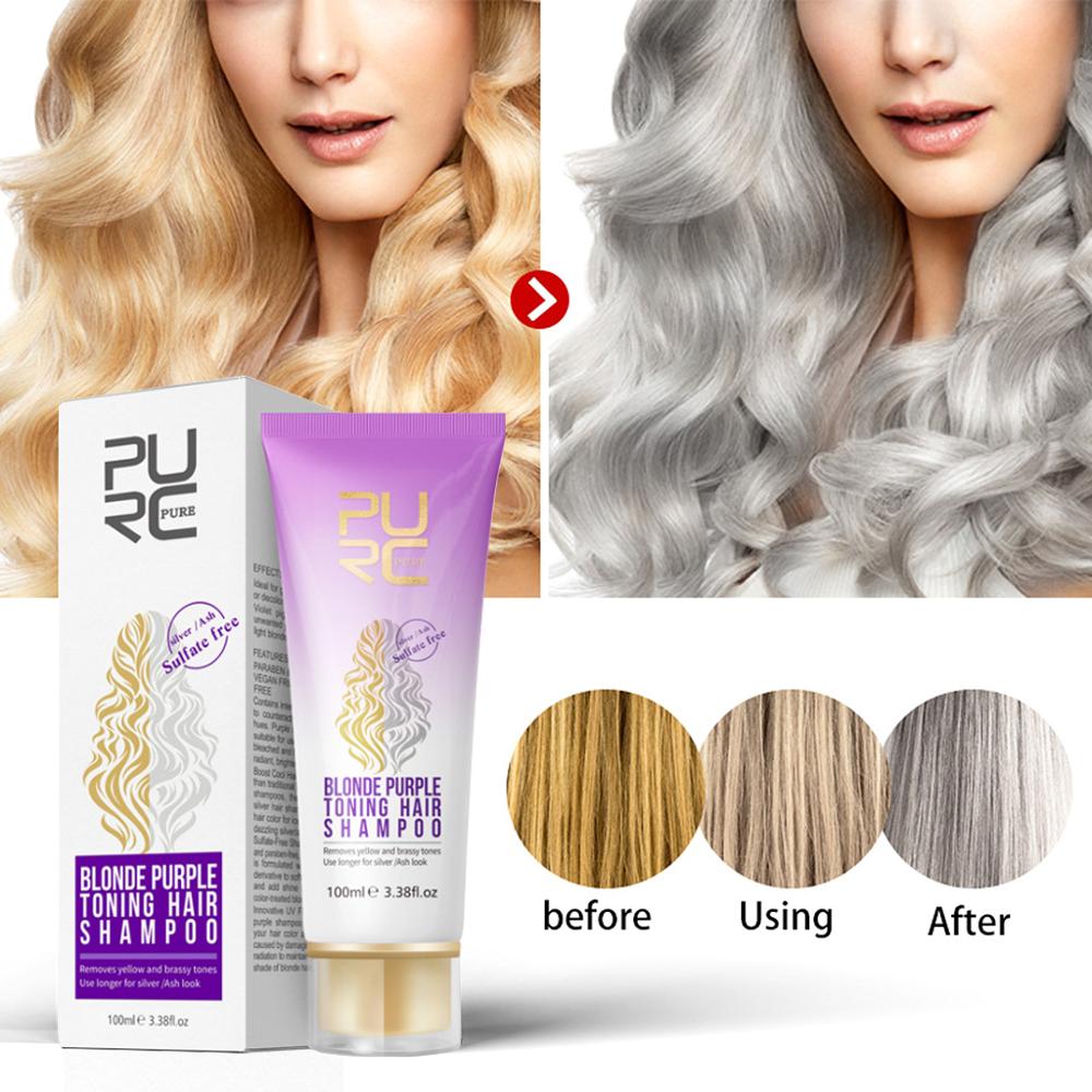 Purple Shampoo Removes Yellow Brassy Tones of Hair Neutralize Orange Green for Silver Ash look Salon Home