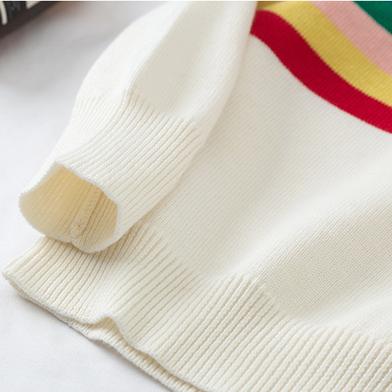 Baby Sweater Autumn Baby Boys Sweaters Rainbow stripes Cotton Girls Cardigans Knitted Baby Girls Winter Toddler Cardigans