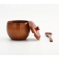1setNatural Wood Spice Jar with Lid Fashion Sugar Bowl Salt Spice Jar Kitchen Accessories with Wood Spoon LC 031