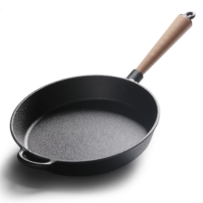 Upspirit Non-Stick Skillet Long Handle Cast Iron Frying Pan Grill Pan 22cm/24cm/26cm Pealla Pans Fried Steak Gas Cooker Use