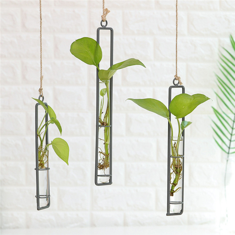 2021 Test Tube Flower Vase Decoration Clear Glass Test Tube Flower Vases Wall Hanging Air Plant Terrarium Container Drop #0730