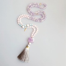 Lii Ji Nautral Faceted Ametrine Rose Quartz Aquamarine Conch Shell Tassel Bohemia Long Handmade Necklace Necklace