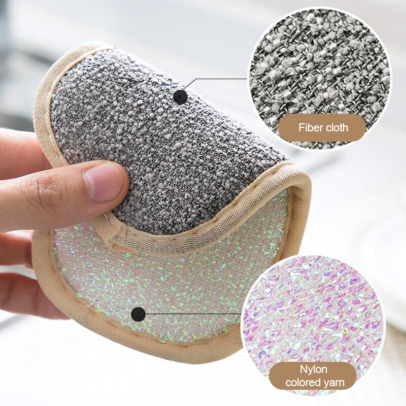 3/1PCS Kitchen Cleaning Towel Kitchenware Brushes Anti Grease Wiping Rags Absorbent Washing Dish Cloth Accessories 2Sided Sponge