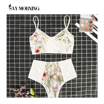 SAY MORNING 2020 Sexy Lingerie Women's Embroidery Bra Set Half Cup Seamless Bralette Wire Free Bras For Women Lingerie Bra Set