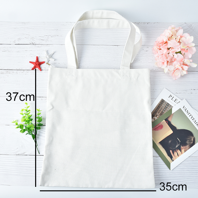 Portable Simple Use Reusable Style White/black Shopping Cotton Bag Canvas Tote Bag For Woman