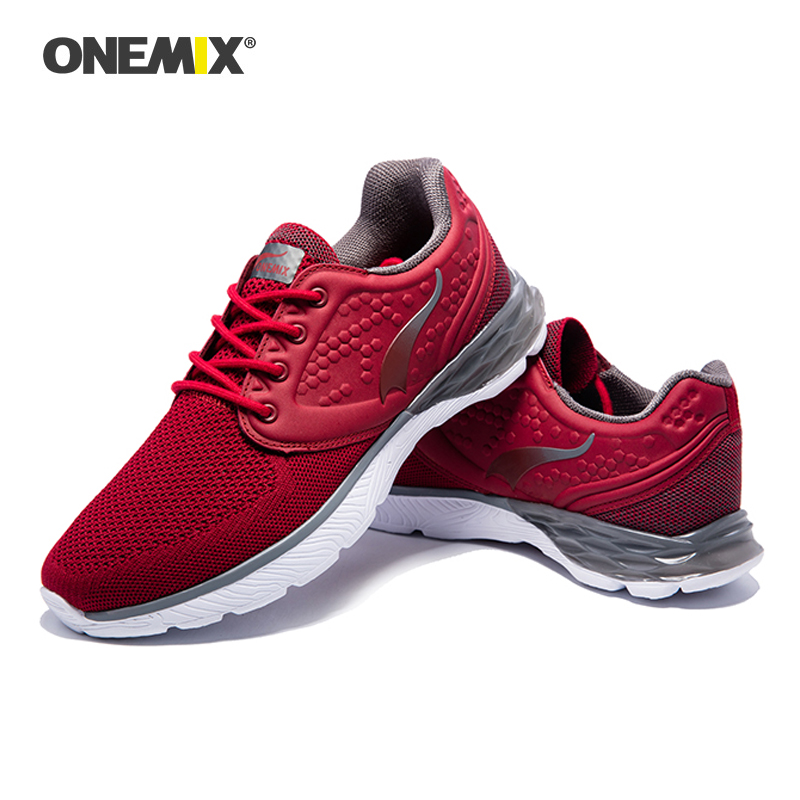 Onemix Hot Men Red Sneakers for Running Shoes Breathable Light Sport Shoes Casual Shoes Men Loafers Men Outdoor Shoes Mesh Men