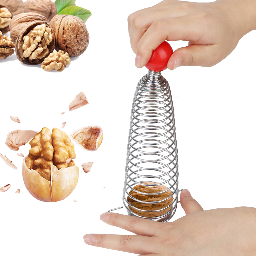 1Pcs Nut Sheller Metal Spring Nutcracker Open Walnut Pecan Artifact Stainless Steel Nut Crackers Open Professional Walnut Tools