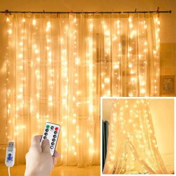 3x2/3x3m LED Garland Curtain Garland on The Window USB String Lights Fairy Festoon Remote Control Christmas Decorations for Home