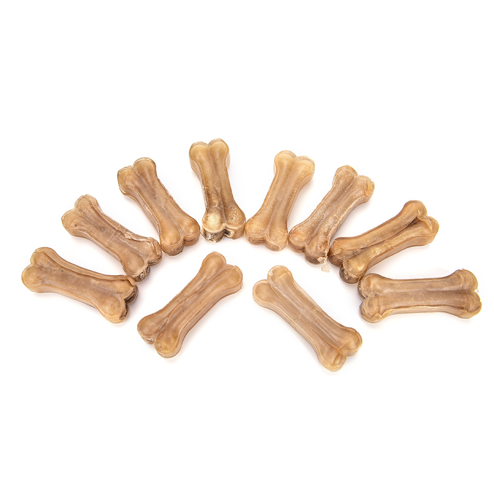 10Pcs/Lot Samll Size 5cm Crystal Leather Pressing Bone Chews Snack Food Treats Dogs Bones For Pet Puppy Supplies Dog Toys