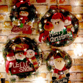 Wooden Merry Christmas Garland Wreath Decor Wall Hanging Door Santa Claus Elk Snowman Ornaments Xmas Pendant Home Decor