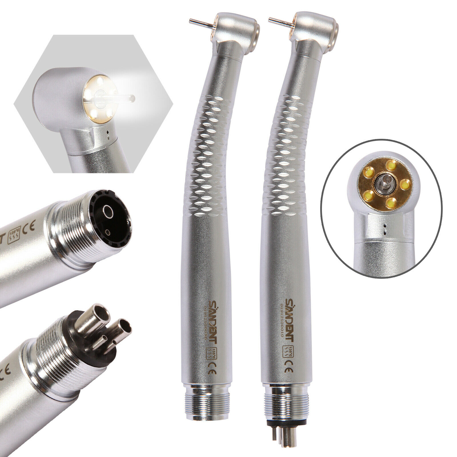 5 Light LED E-Generator Dental High Speed Fiber Optic Air & Water sprays Handpiece Push Button Turbine 2/4Holes Dental Materials